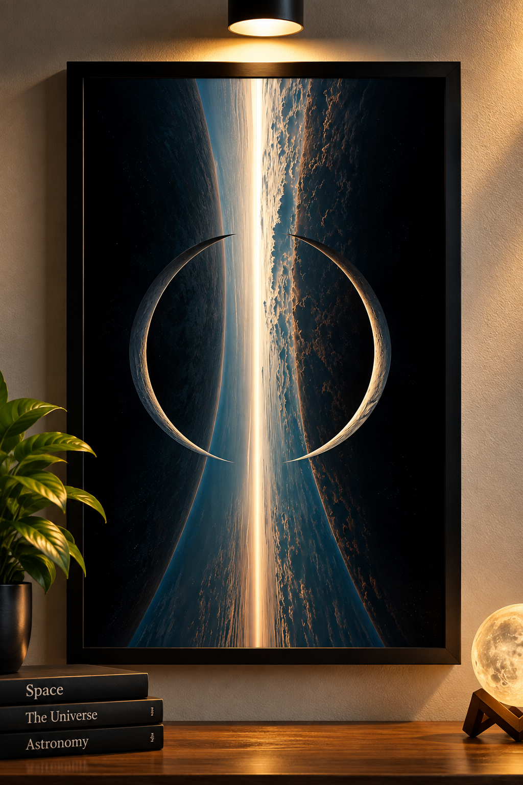 Framed Space Eclipse Wall Art Poster