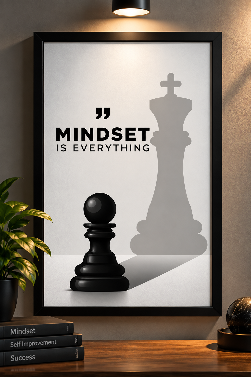 Mindset Is Everything Chess Framed Wall Art Poster